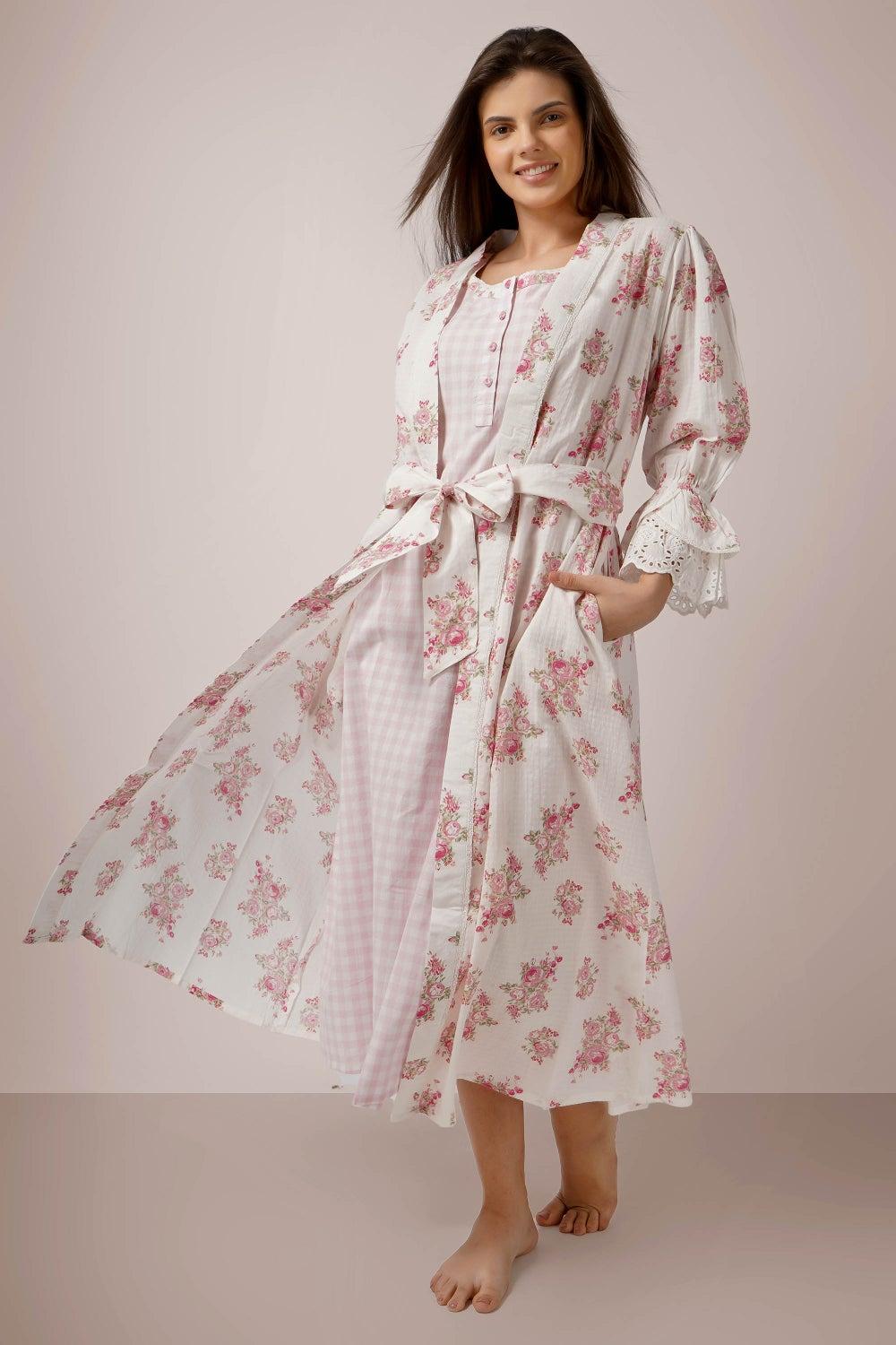 Black November Exclusive English Rose Cotton Nightdress Set - Image 1