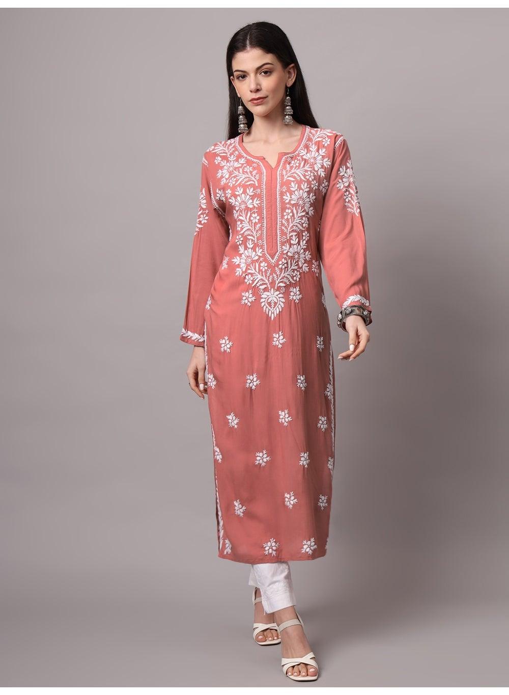 Hand Embroidered Chikankari Modal Kurta AL4059 - Image 1
