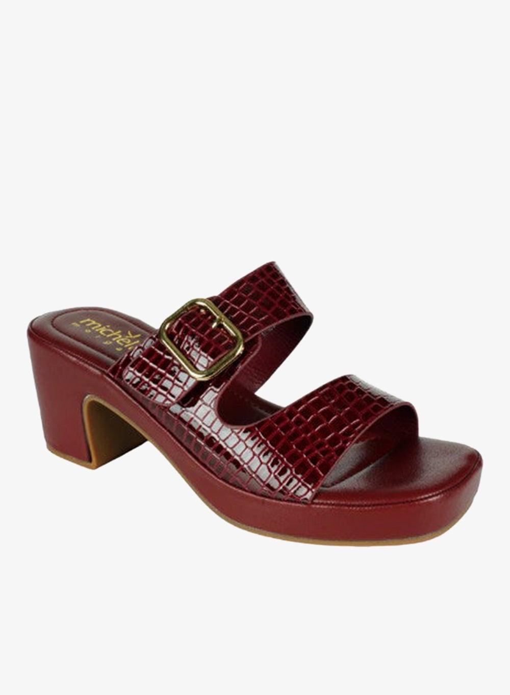 092-2804 Michelle Morgan Bordo Heeled Mule Sandals - Image 1