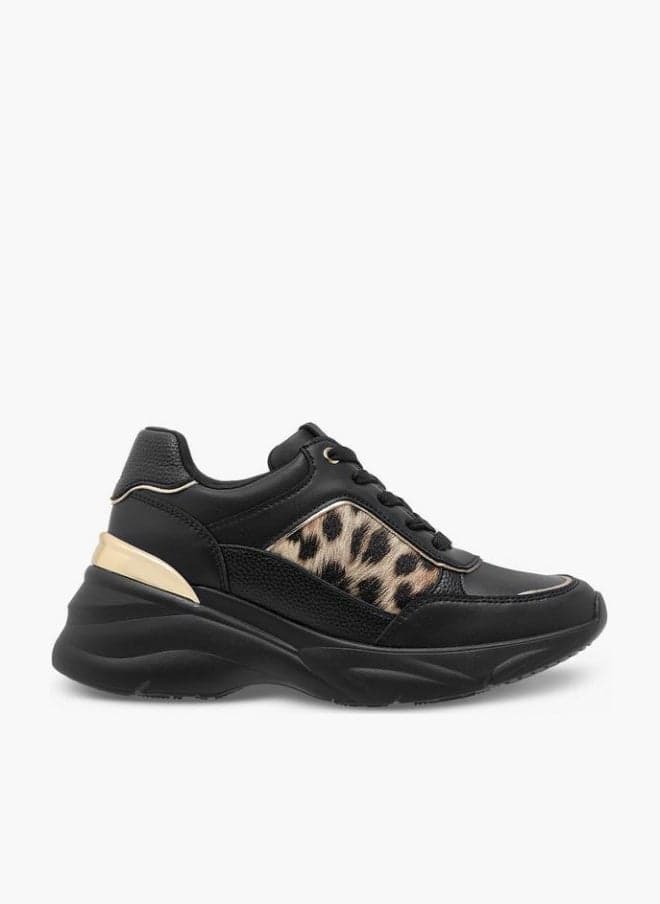 Flora Bella Animal Print Lace-Up Chunky Heel Sneakers - Image 1
