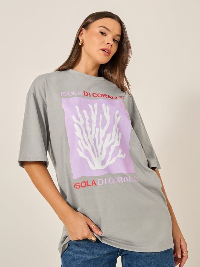 Styli Graphic Print Oversized Short Sleeve T-Shirt - Image 1