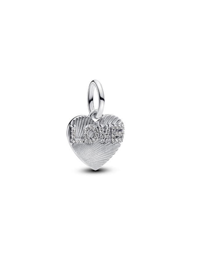 Engravable Love Heart Dangle Charm in Sterling Silver - Image 1