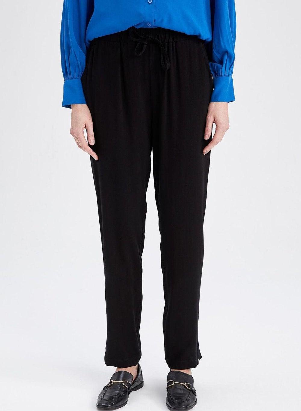 High Waist Pants with Adjustable Drawstring - Image 1