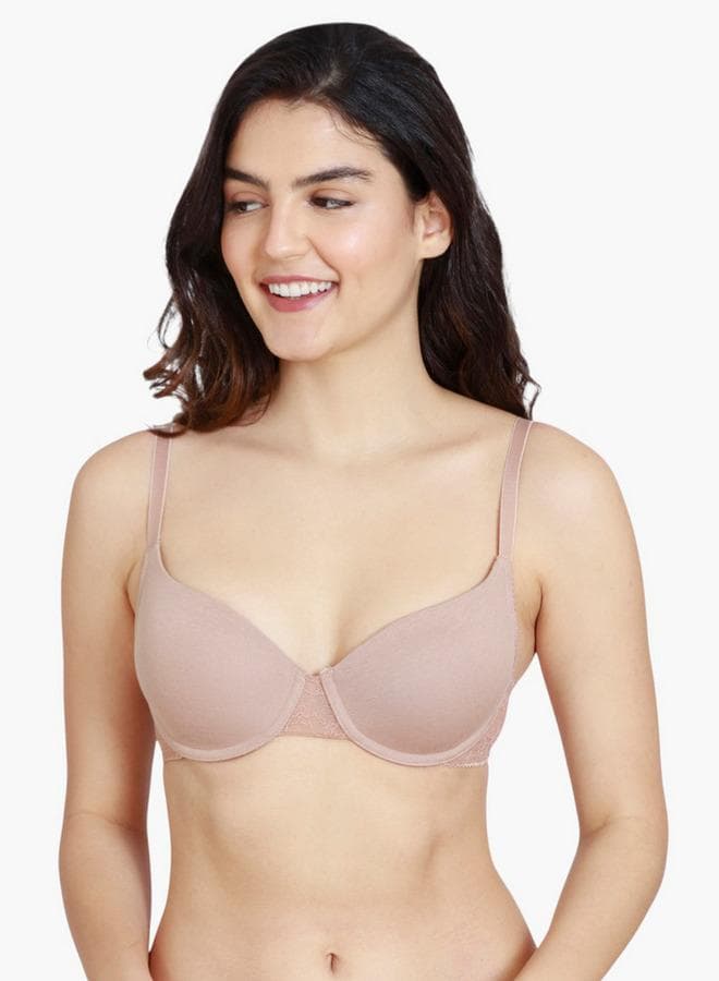 Zivame Lace Panel Padded Demi Bra - Image 1