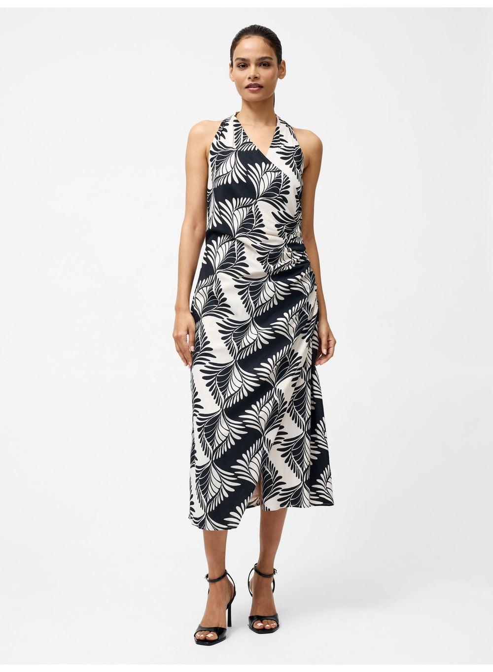 Ariette Linen Blend Crossover Midi Dress - Image 1