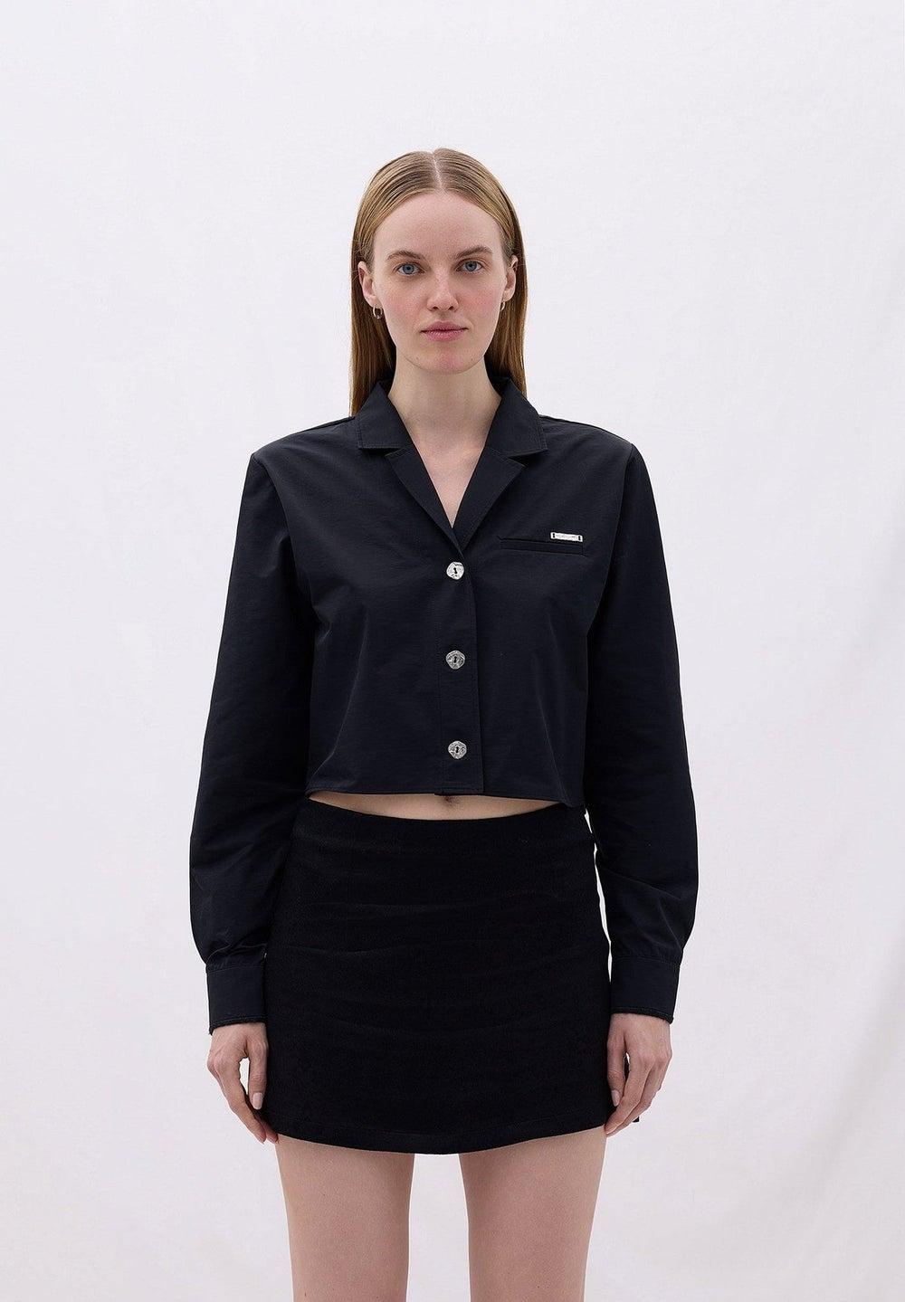 Black Long Sleeve Shirt 403 with Pointed Collar - Image 1