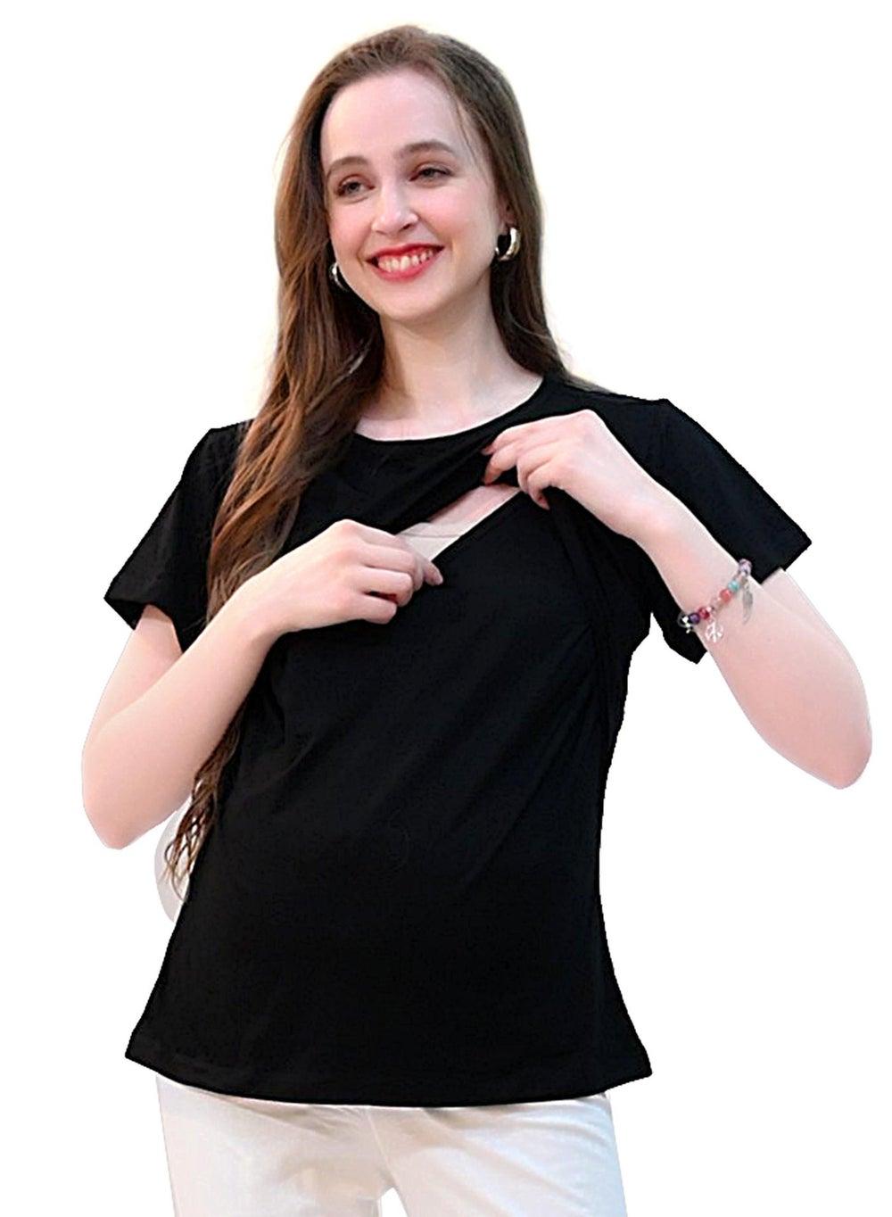 Black Maternity & Nursing Pull On Top - Image 1