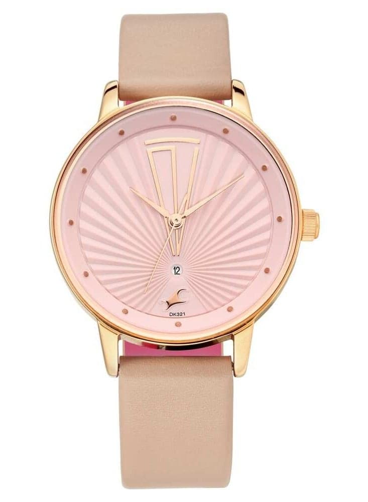 Fastrack Ruffles Pink Dial Quartz Date Watch for Girls - Image 1