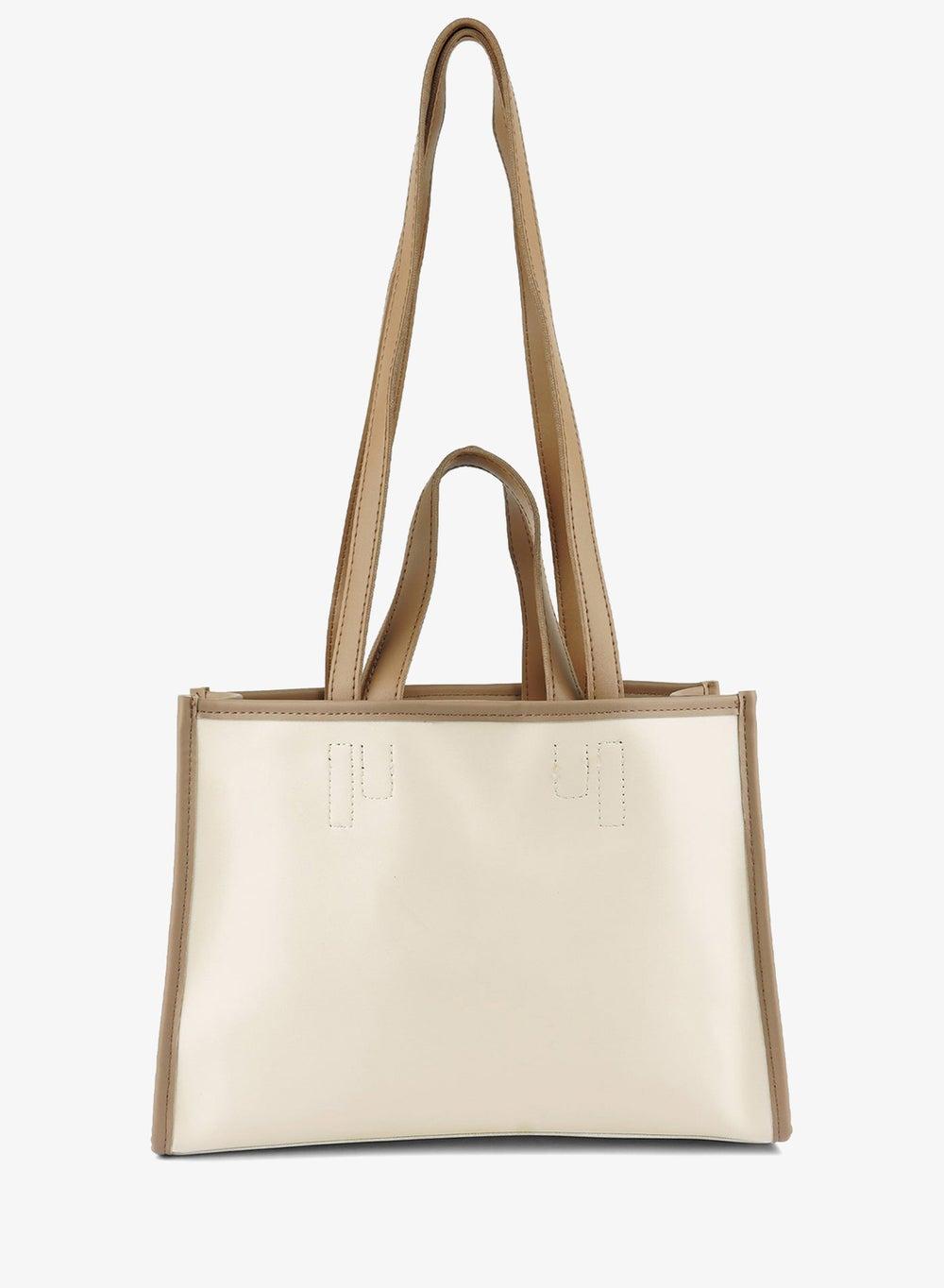 Off White Wavy Patch Color Block Tote Bag - Image 1