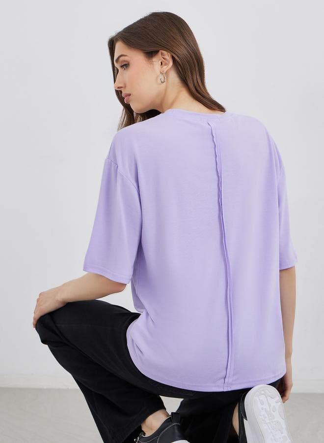 Solid Round Neck Regular Fit T-Shirt - Image 1