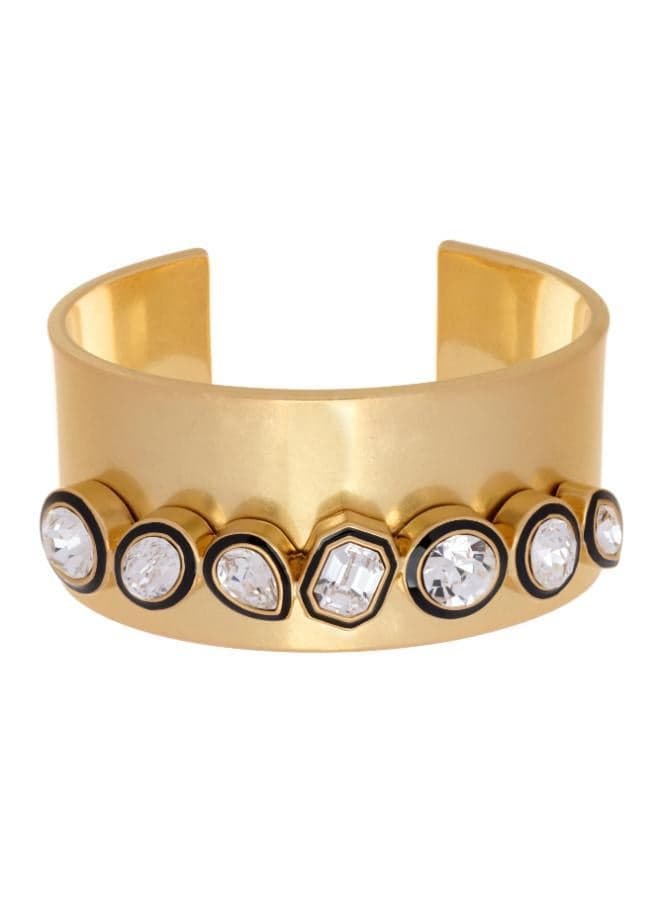 CRESSIDA Crystal Rock Enamel Gold-Tone Cuff - Image 1