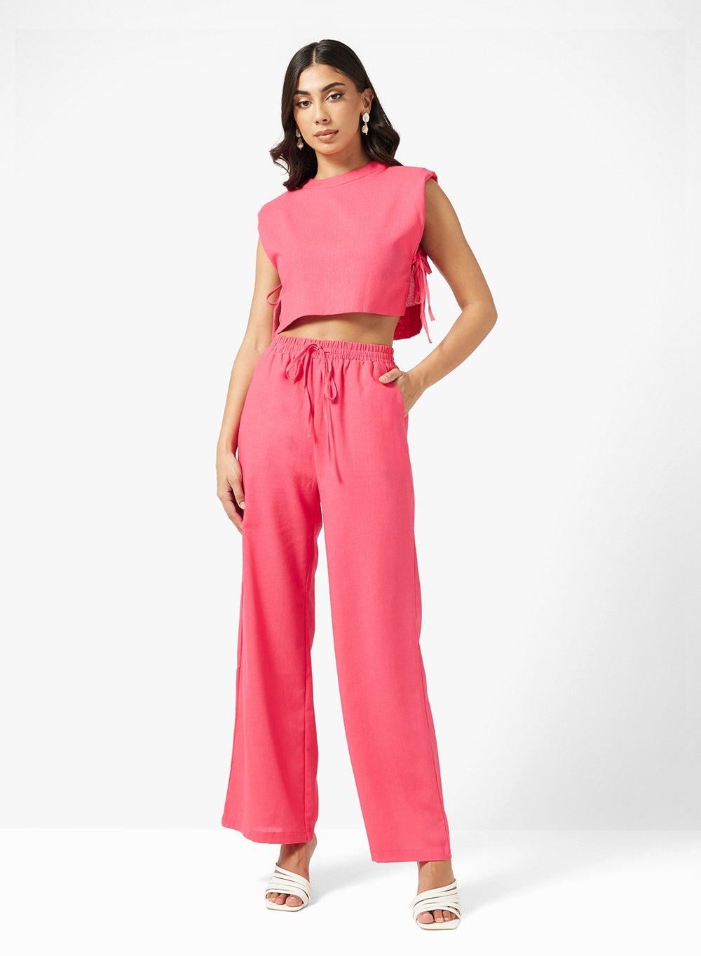 Sleeveless Crop Top and Pant Set - Image 1