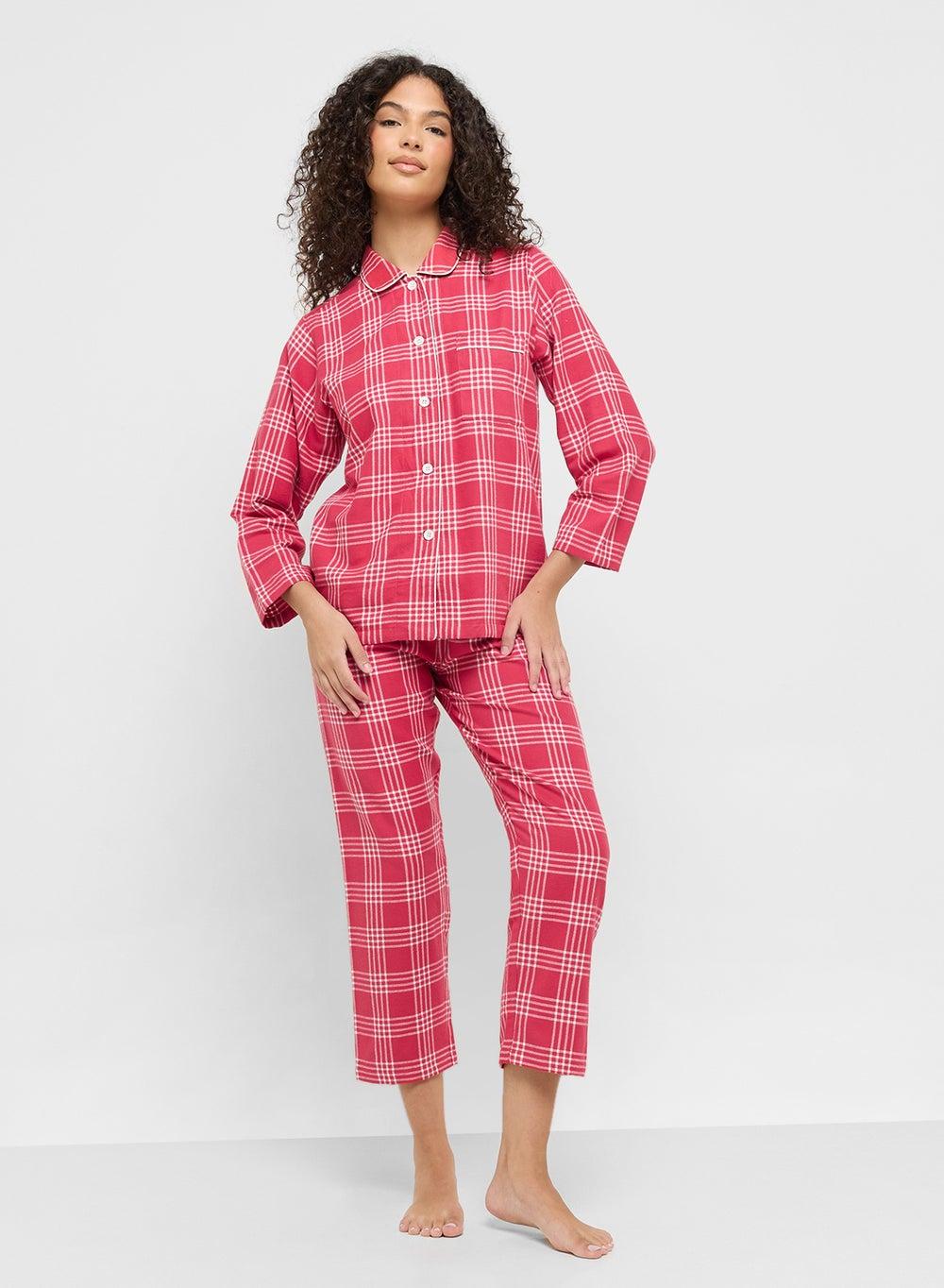 Checkered Button Down Shirt & Pyjama Set - Image 1