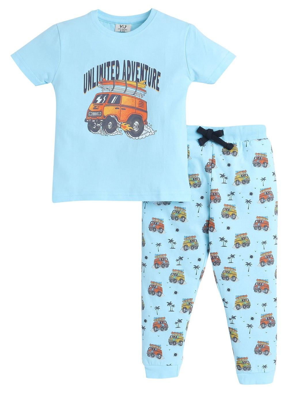 Victor and Jane Boys Printed Cotton Pyjama Set - Image 1