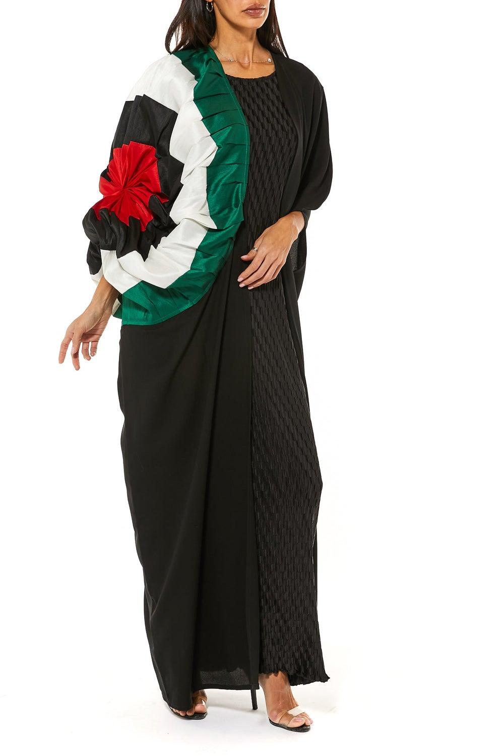 Colorblock Crepe Abaya - Image 1