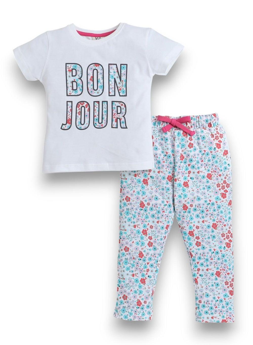 Victor and Jane Printed Cotton Girls Pyjama Set - Image 1