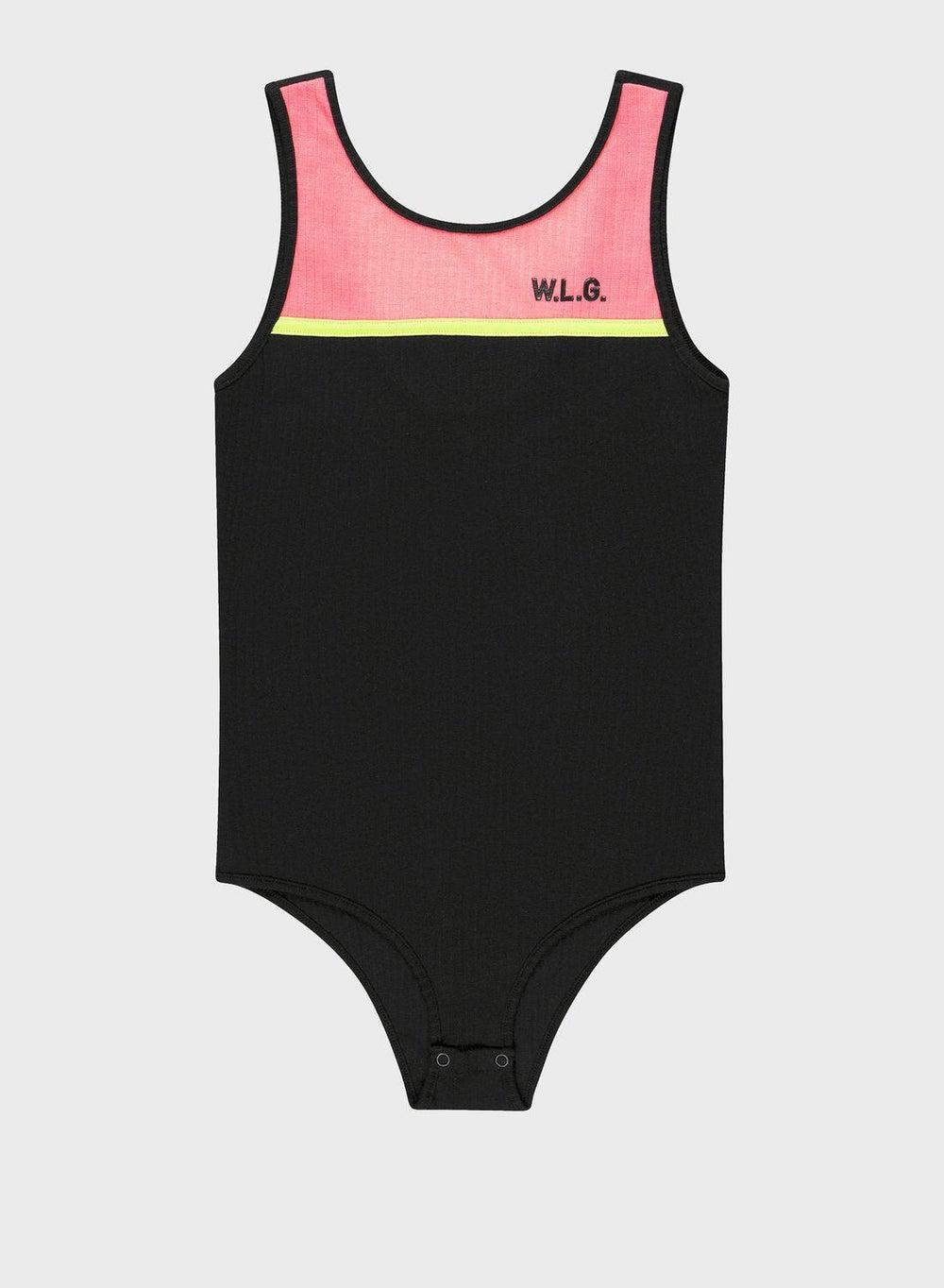 Youth Color Block Half Bodysuit for Girls - Image 1