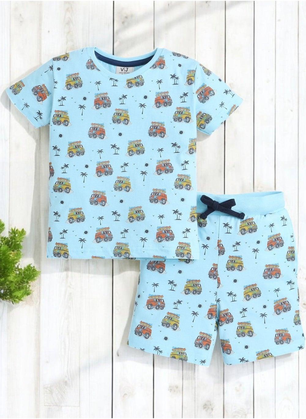 Victor and Jane Cotton All-Over Printed Boys Pyjama Set - Image 1
