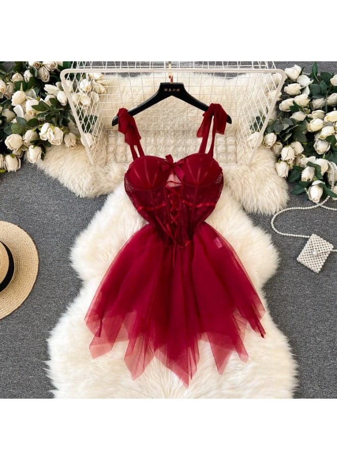 Elegant Lace Corset Dress with Adjustable Straps - Image 1