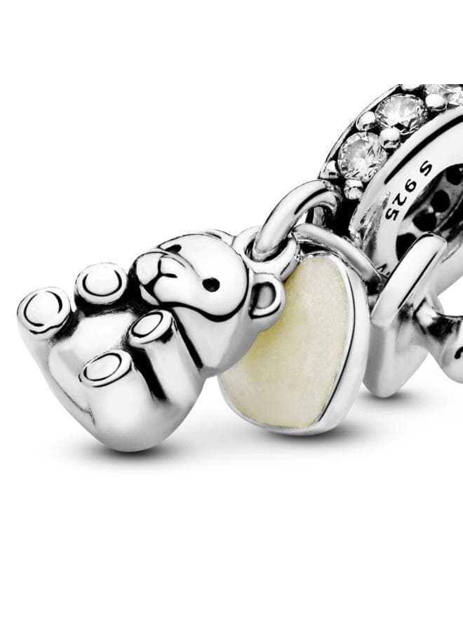 Baby Teddy Bear Dangle Charm in Sterling Silver - Image 1