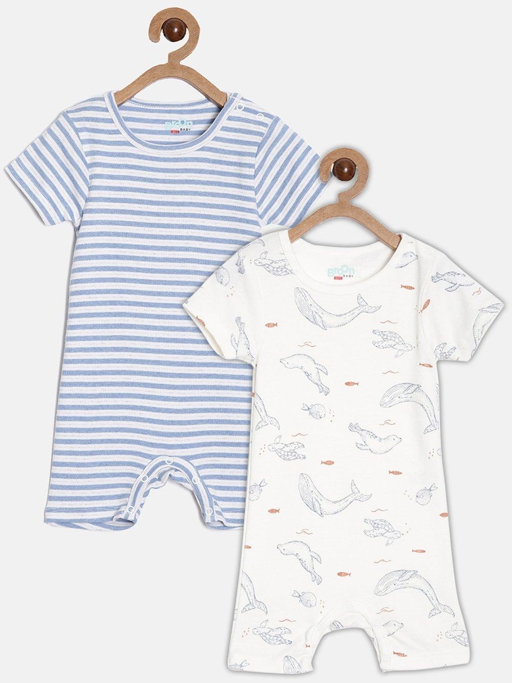 Broon Baby Boys Organic Cotton Rompers Pack of 2 - Image 1