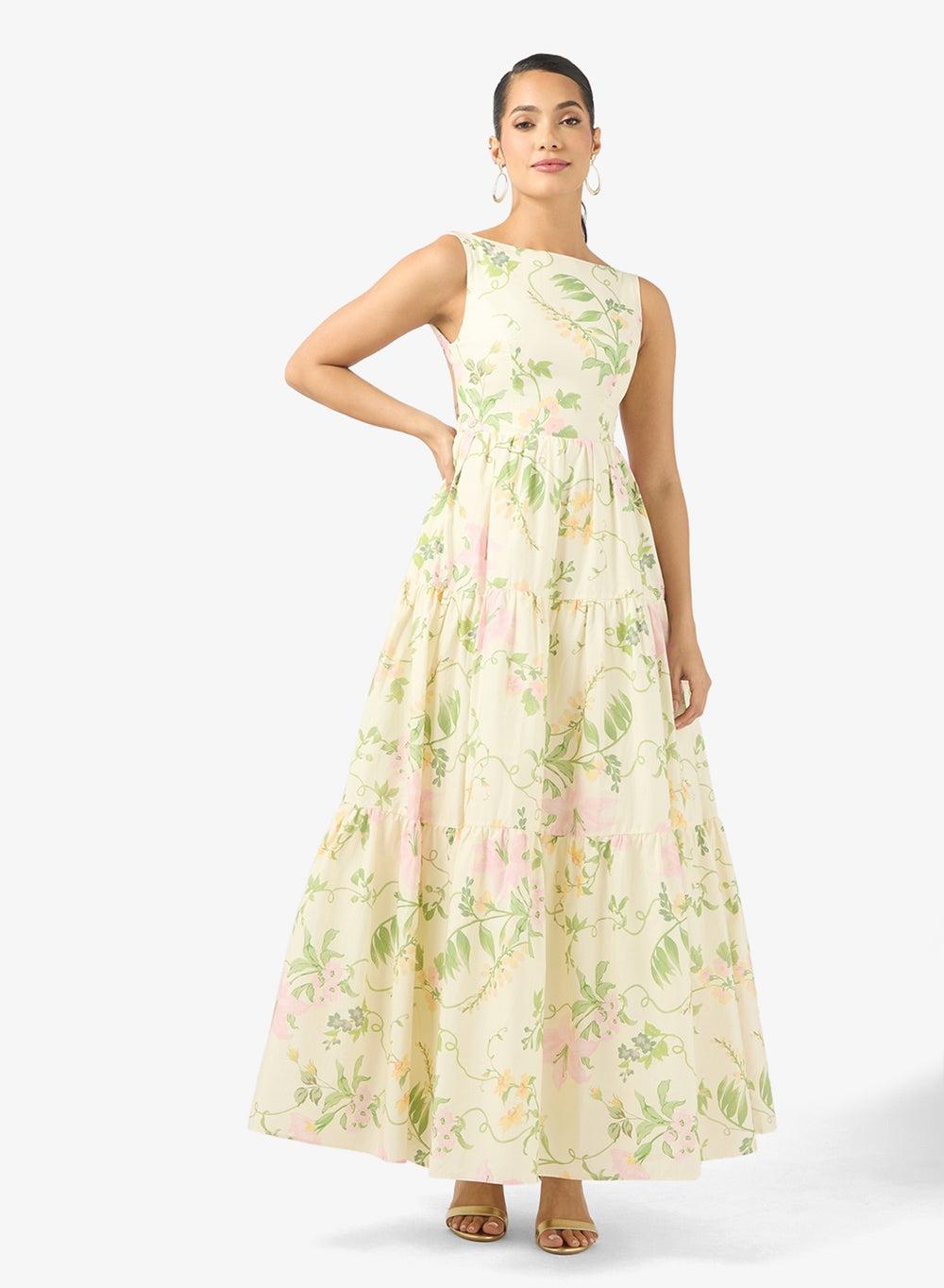 Crew Neck Ruffle Maxi Dress - Image 1