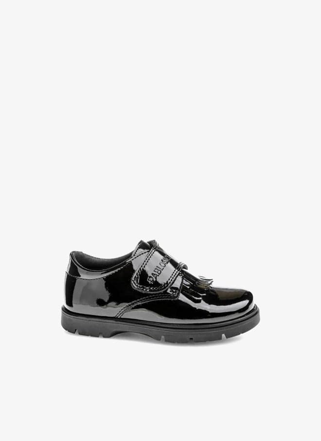 Girls' Solid School Shoes with Hook and Loop Closure 360419 - Image 1