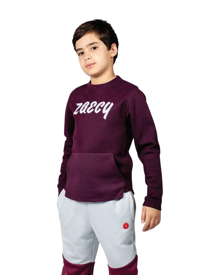 Boy's Regular-Fit Crew Sweatshirt with Kangaroo Pocket - Image 1