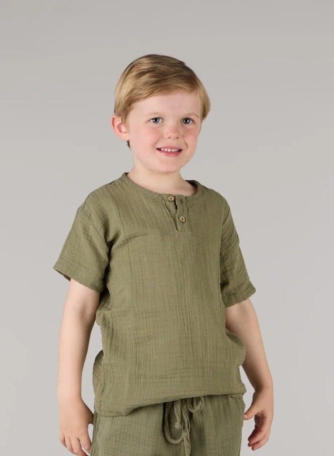 Relaxed Fit T-Shirt with Coconut Buttons - Image 1