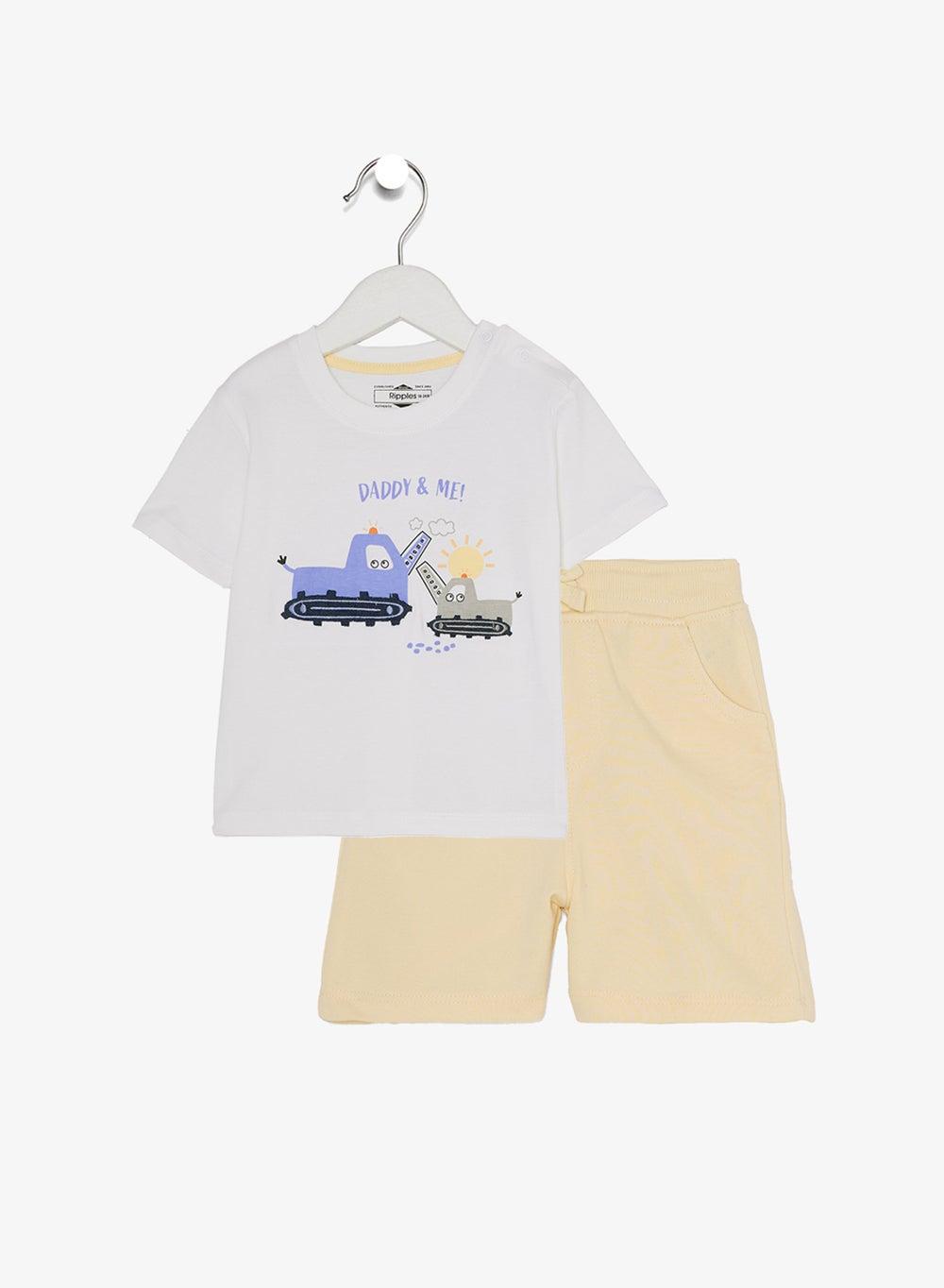 Boys 2-Piece Cotton Set with Embroidered T-Shirt - Image 1