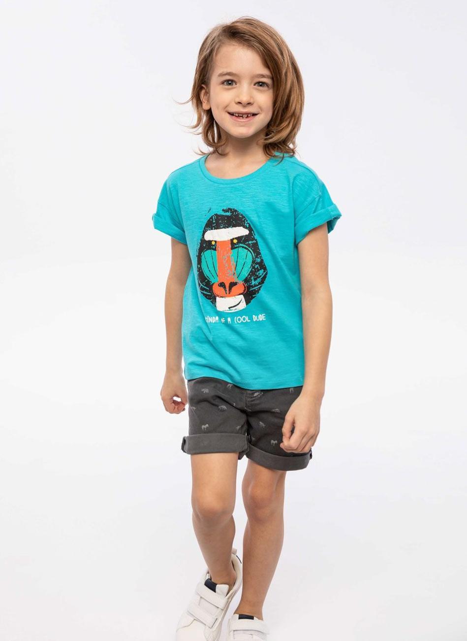 Boys Oversized Turquoise Slub T-Shirt - Image 1