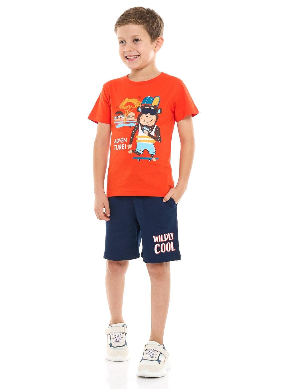Victor and Jane Boys’ Cotton T-Shirt and Shorts Set - Image 1