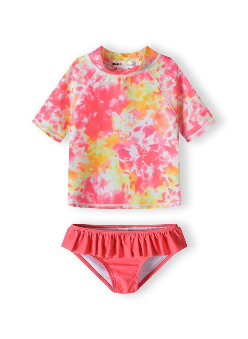 Girls Coral Short Sleeve Rash Top and Swim Briefs Set - Image 1