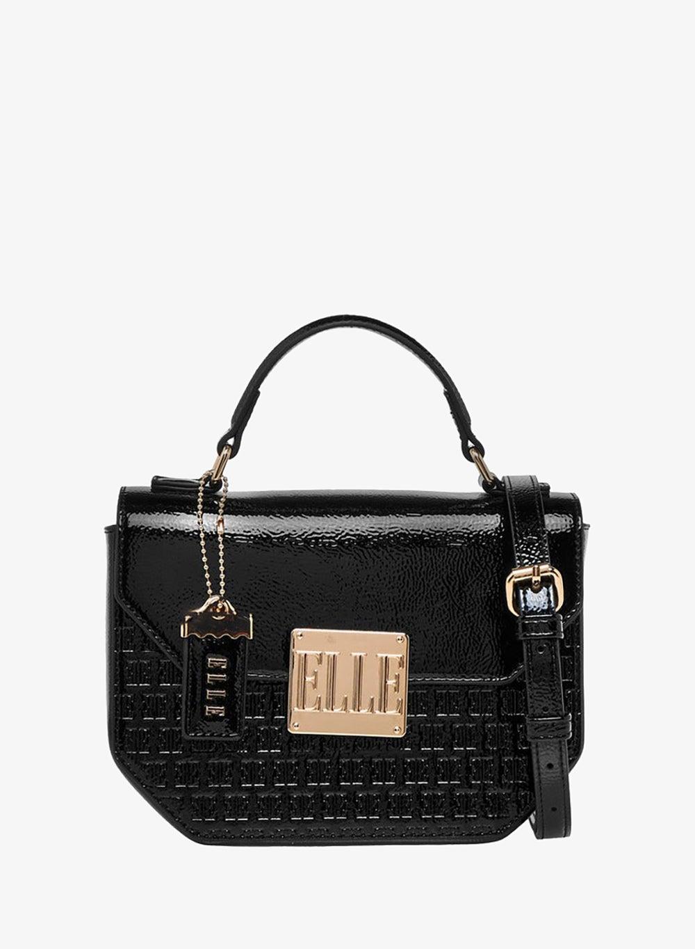 Monogram Embossed Satchel Bag with Grab Handle - Image 1