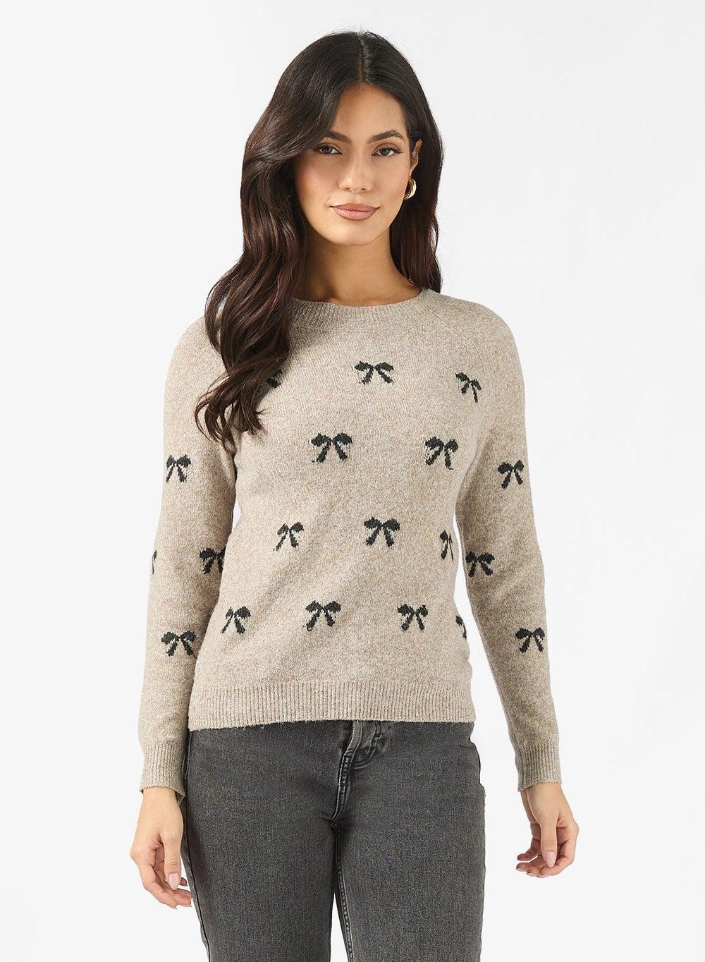 Bow Detail Knitted Sweater - Image 1