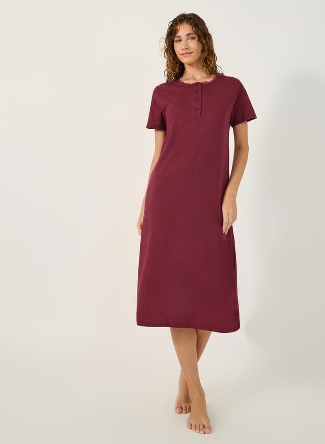 YOKE PLACKET MIDI NIGHTDRESS - Image 1