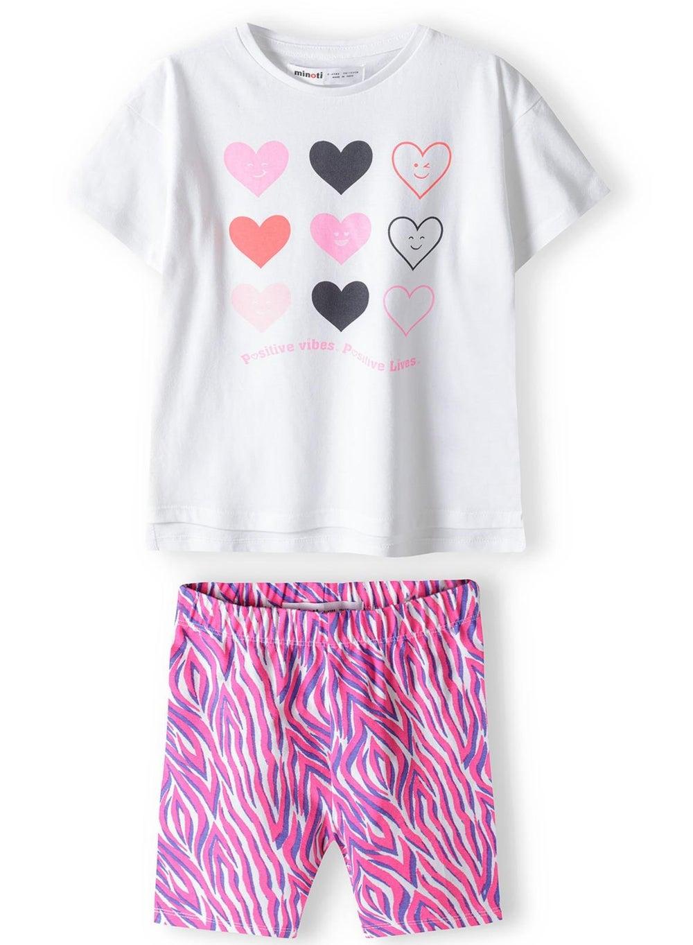 Girls White Two-Piece Summer Set with Print - Image 1