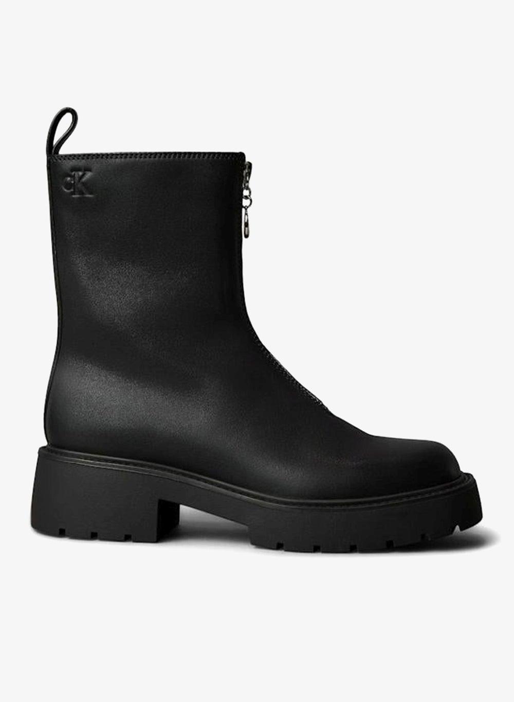 Leather Chunky Zip Ankle Boots with Airfit Cushioning - Image 1