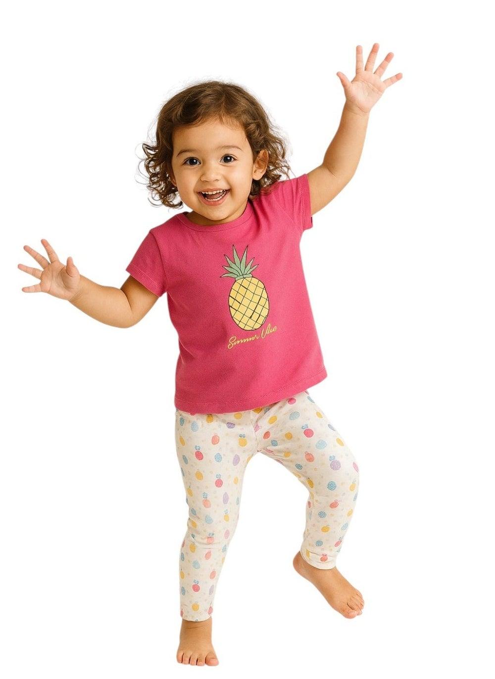 Victor and Jane Printed Cotton Girls Pyjama Set - Image 1