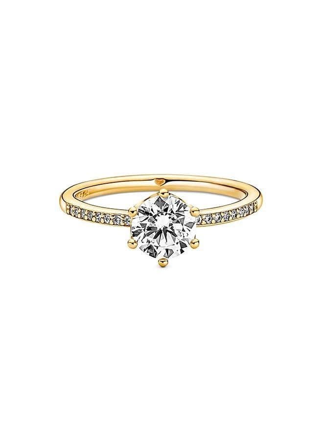 Clear Sparkling Crown Solitaire Ring - Image 1