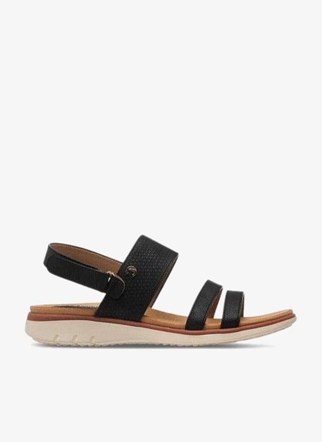 Women's Textured Comfort Sandals with Hook and Loop Closure - Image 1