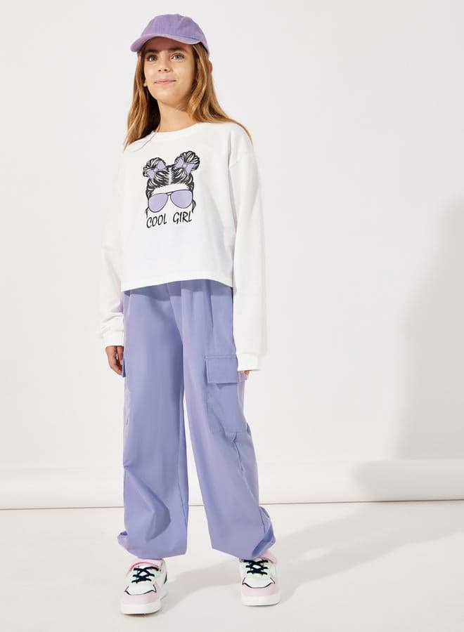 Cool Girl Graphic Sweatshirt and Cargo Pants Set - Image 1