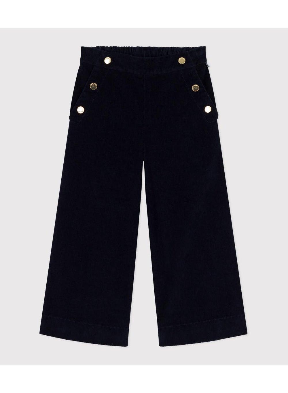 Girls' Plain Corduroy Sailor Trousers for Winter - Image 1