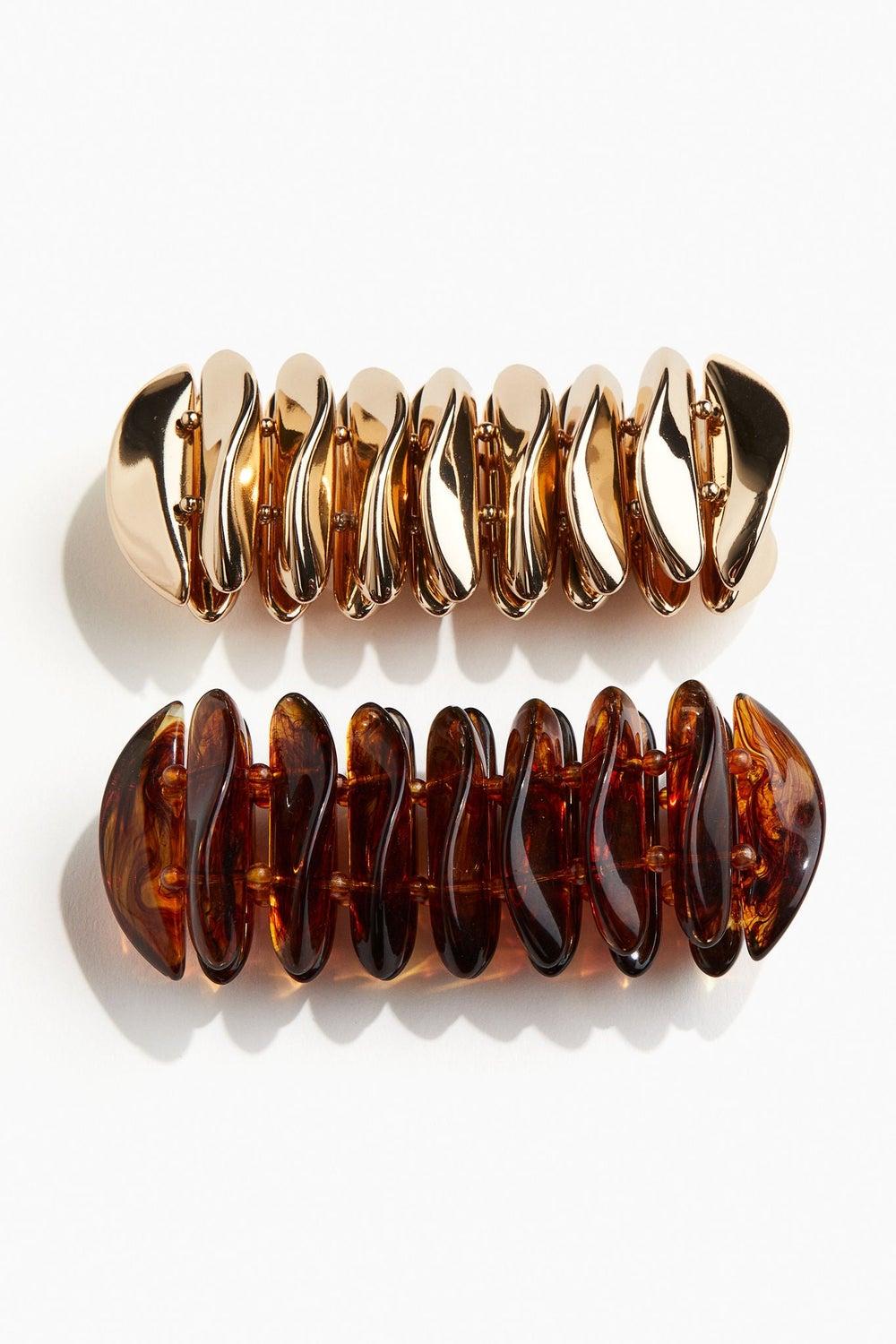 2-Pack Wide Elastic Beaded Bracelets - Image 1