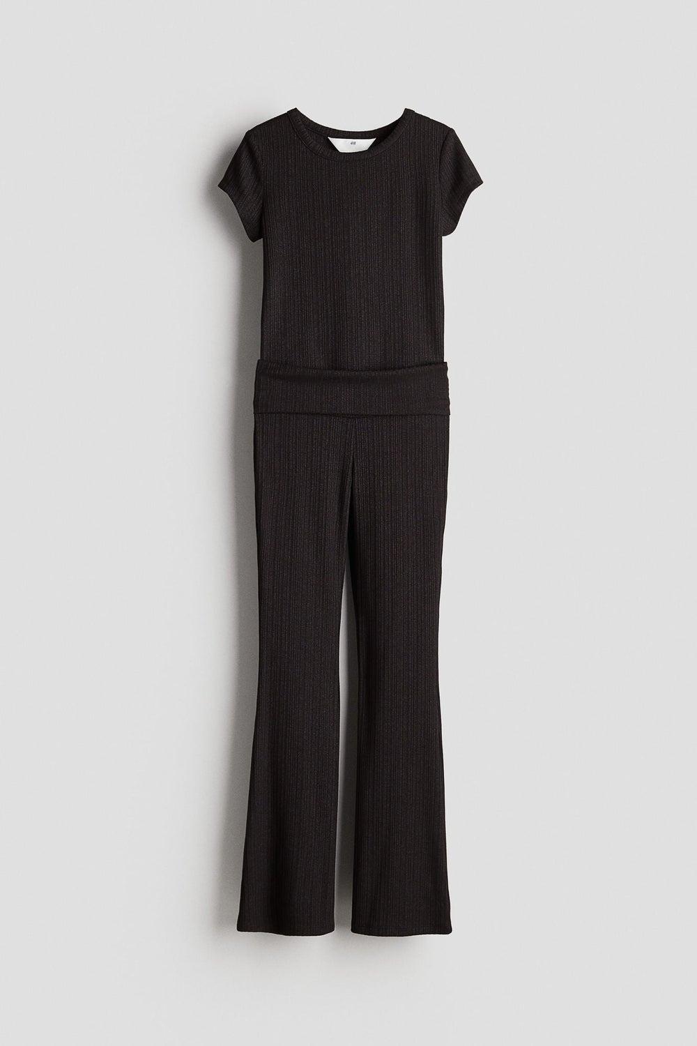 2-Piece Shimmering Jersey Girls' Top and Flared Trousers Set - Image 1