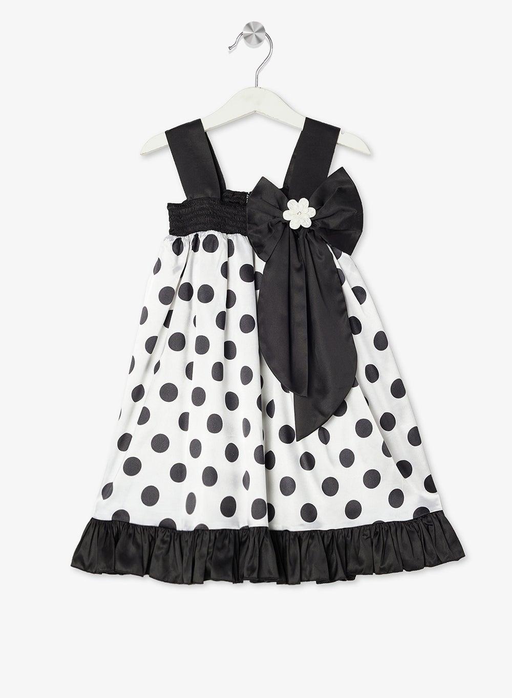 Little Polka Dots Bow Girls Dress - Image 1