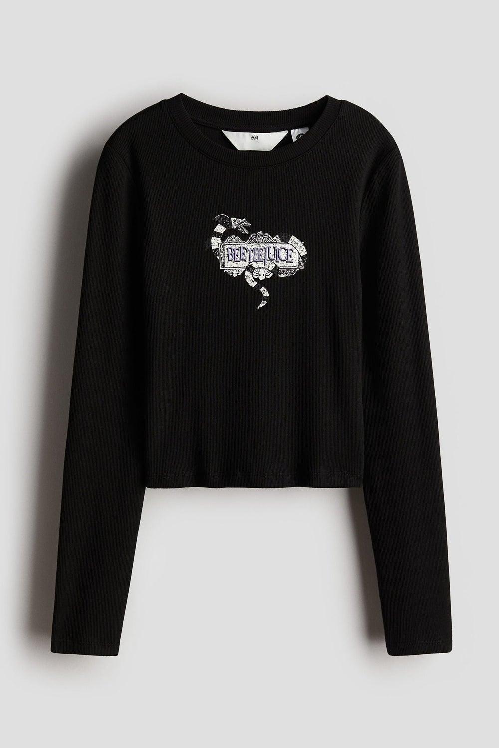 Print-Motif Ribbed Jersey Top for Girls - Image 1