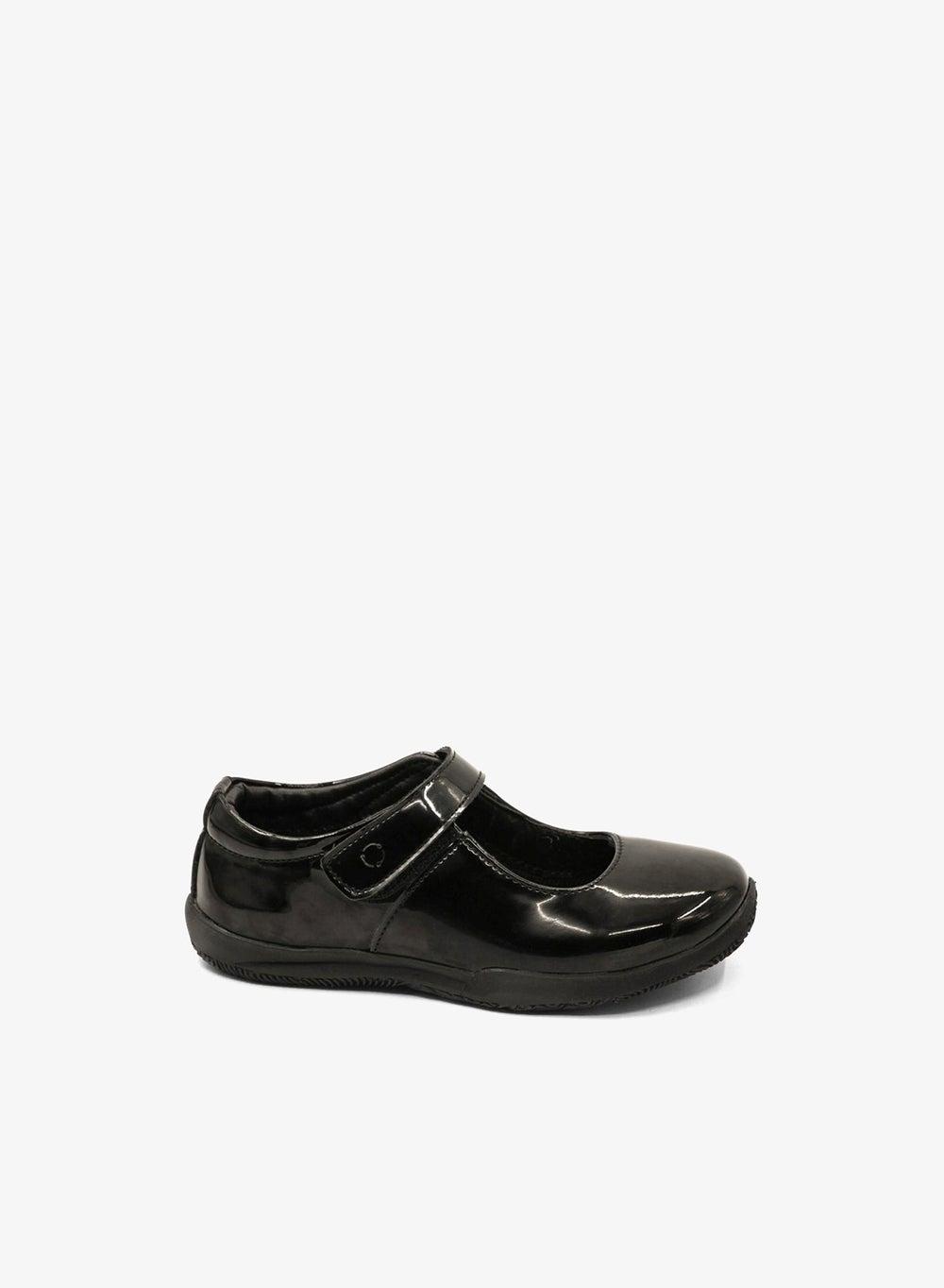 Girls Black School Shoes with Cushioned Non-Slip Sole - Image 1