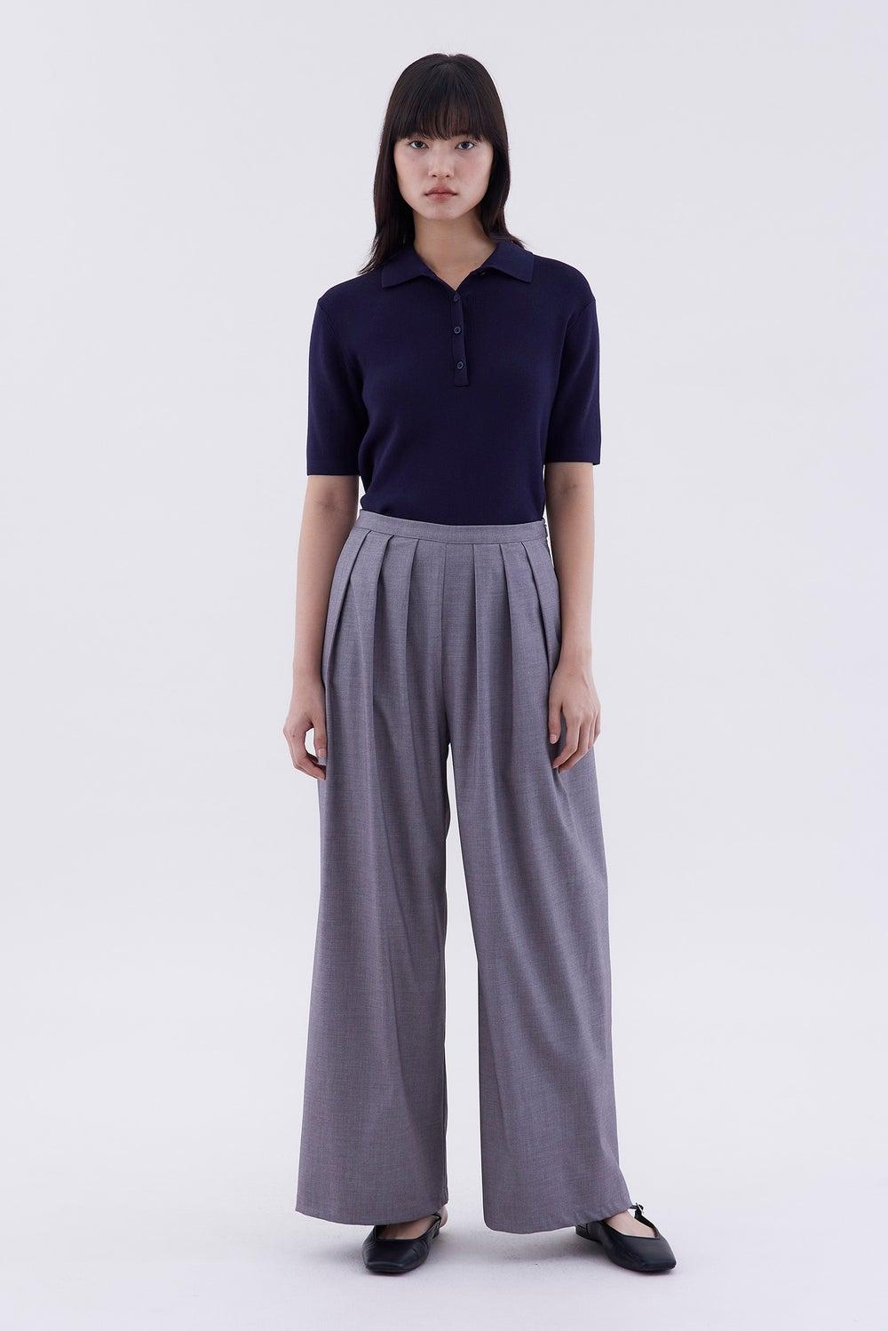 Zendra Mid-Rise Pleated Tailored Pants - Image 1