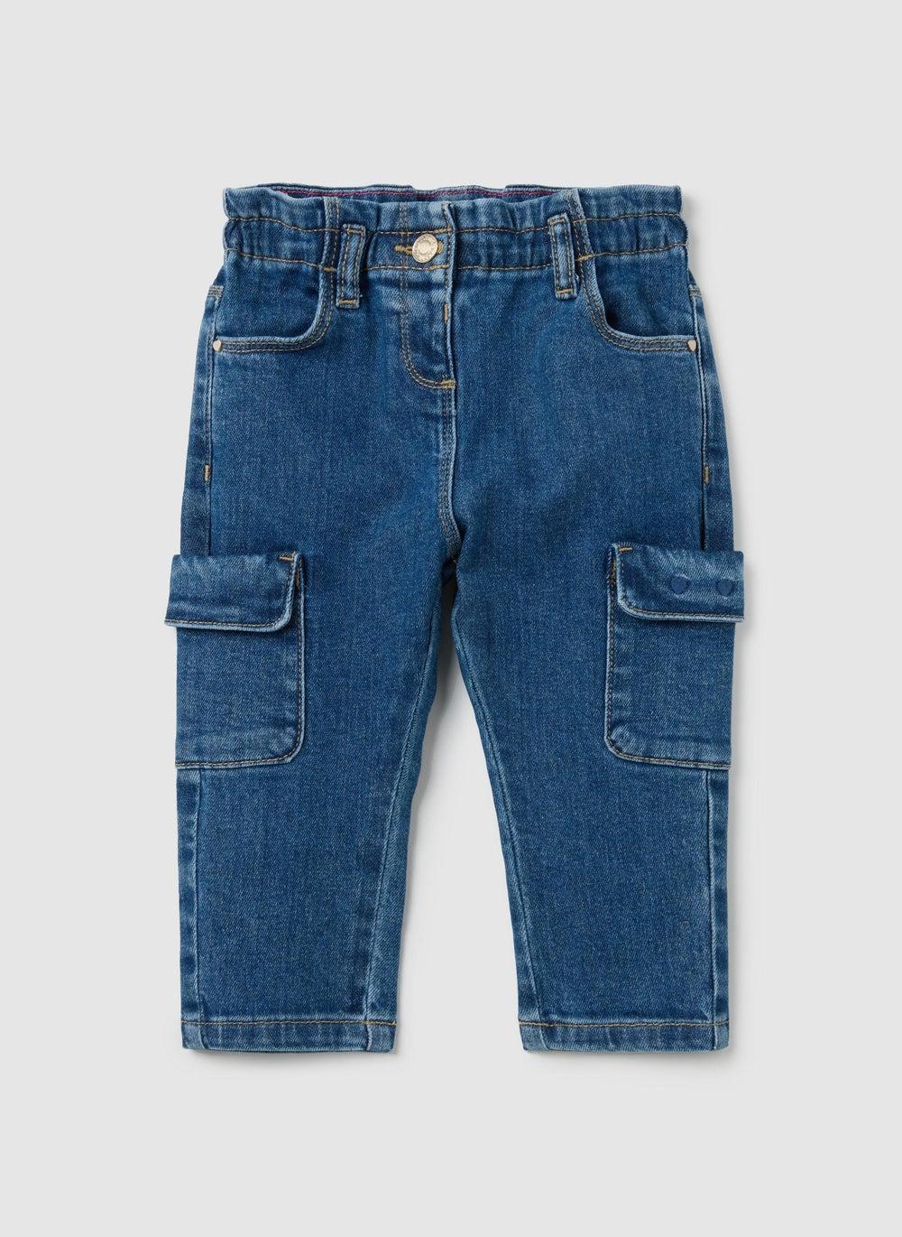 Girls' Regular Fit Cargo Denim Trousers - Image 1